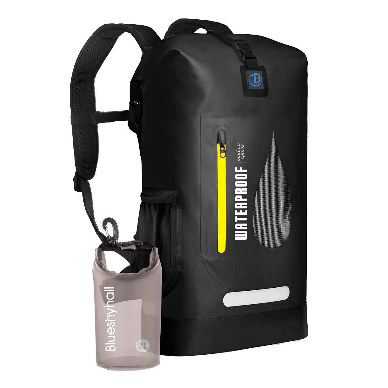 Blueshyhall 30L Waterproof Dry Backpack, Roll Top Sack Storage Bag for Travel Kayaking Rafting Boating Fishing Camping and Beach - Black