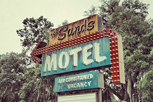 Sands Motel Art Photography Print, Bedroom Decor, Old Neon Sign Art
