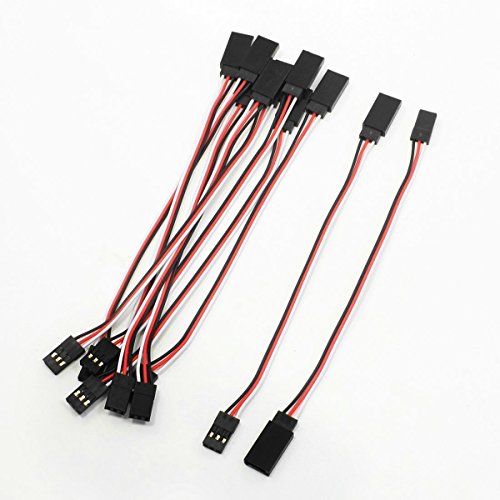 10/20/30 Pcs Red White Black 3 Terminal Male to Female Servo Extension Lead Wire Cable 100mm/150mm/300mm/ 500mm/2M for RC Airplane (100mm R+B+W 20 Pcs)