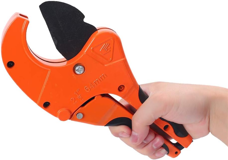 Ratchet-type PVC Pipe Cutter, Cuts up to 2-1/2" Pipe Capacity Ratcheting Hose Cutter, One-hand Fast Pipe Cutting Tool for Cutting PEX, PPR, PVC, Suitable for Household, Maintenance, Plumber. - - 