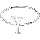 AOEDEJ 925 Sterling Silver Stackable Initial Letter Rings Capital Letter Ring Charm Initial Band for Women
