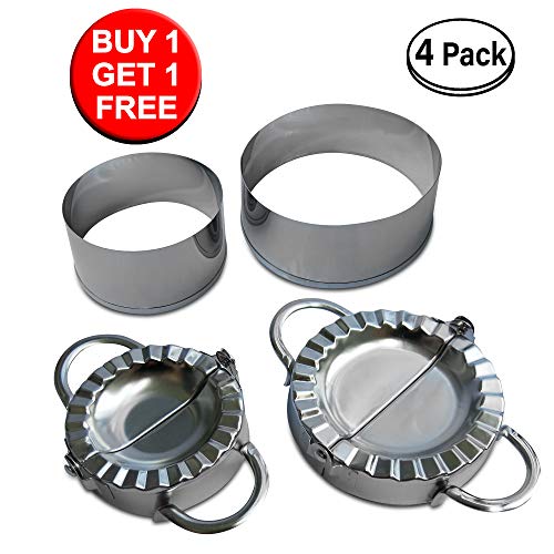 4 Piece Empanada, Dumpling Mold And Dough Cutter Set For Making 3" And 3.74" Empanada And Dumplings