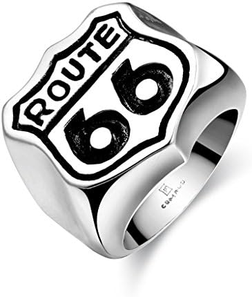 Focus Jewel Biker Motorcycle Rider Highway Shield Sign Route 66 Coast to Coast Main Street Signet Ring