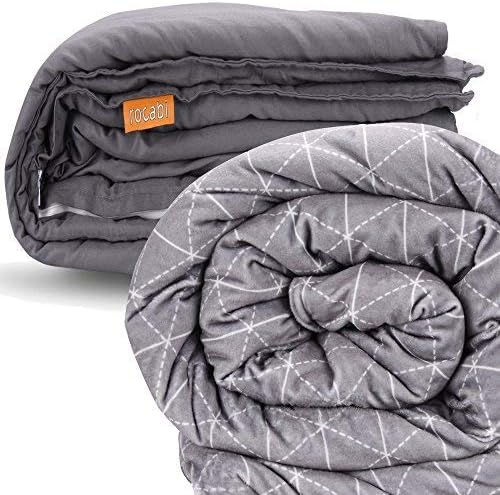rocabi 20 lbs Adult Weighted Blanket & Two Cover Set (60"x80") A Queen Heavy Weighted Comforter For a Person Between 170-220 Pounds Using Premium Glass Beads & Removable Minky Cover