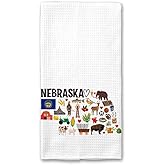 Moonlit93 Nebraska State Map Kitchen Towel, U.S. State Souvenir Tea Towel, Multi-Purpose Towel, Soft & Absorbent Kitchen Towel, Towel for Nebraska Lovers, Travel Nebraska Souvenir