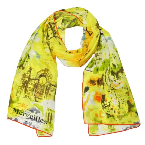 Wrapables Luxurious 100% Charmeuse Silk Long Scarf with Hand Rolled Edges, French Sights