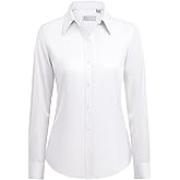 siliteelon Button Down Shirts for Women: Wrinkle Free Long Sleeve Classic Fit Collared Dress Shirt Solid Formal Office