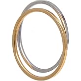 Paialco Two Tone 1 MM Skinny Stainless Steel Rings Stackable Bands for Women, Size 7