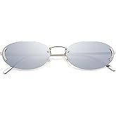 SOJOS Trendy Oval Rimless Sunglasses for Women Retro Y2k Sunnies with Rhinestones SJ1227