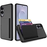 FDTCYDS for Samsung Galaxy S25 Edge Case with Card Holder,Credit Card Slot Protective Wallet Case - Black