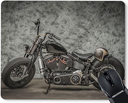 Harley Davidson Motorcycle with Cool Background Rectangle Non Slip Rubber Mouse Pad Mousepad Mat