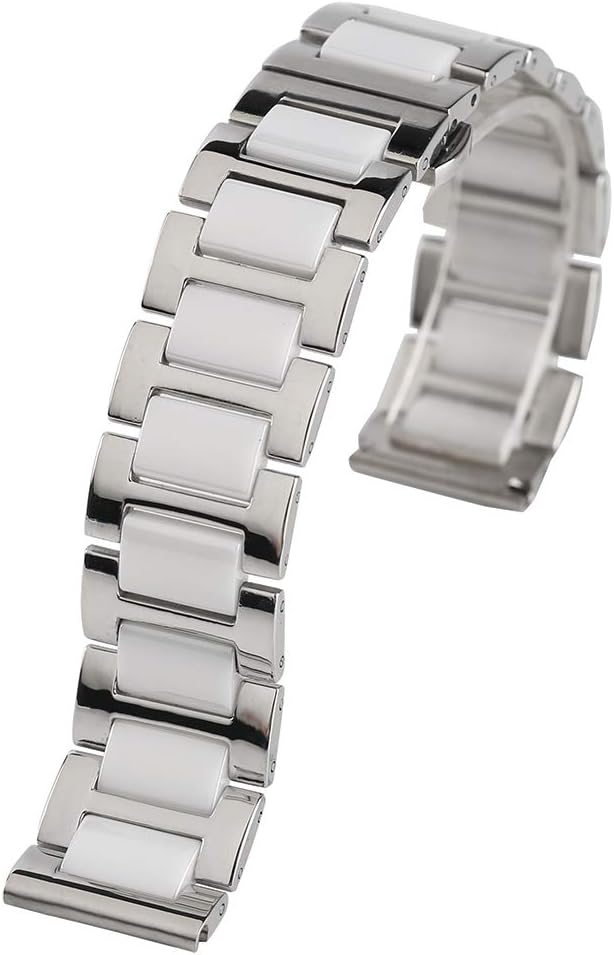 18mm 20mm Stainless Steel Ceramics Watches Band Strap Replace Women Men Watches Band, Replacement Wrist Bracelet