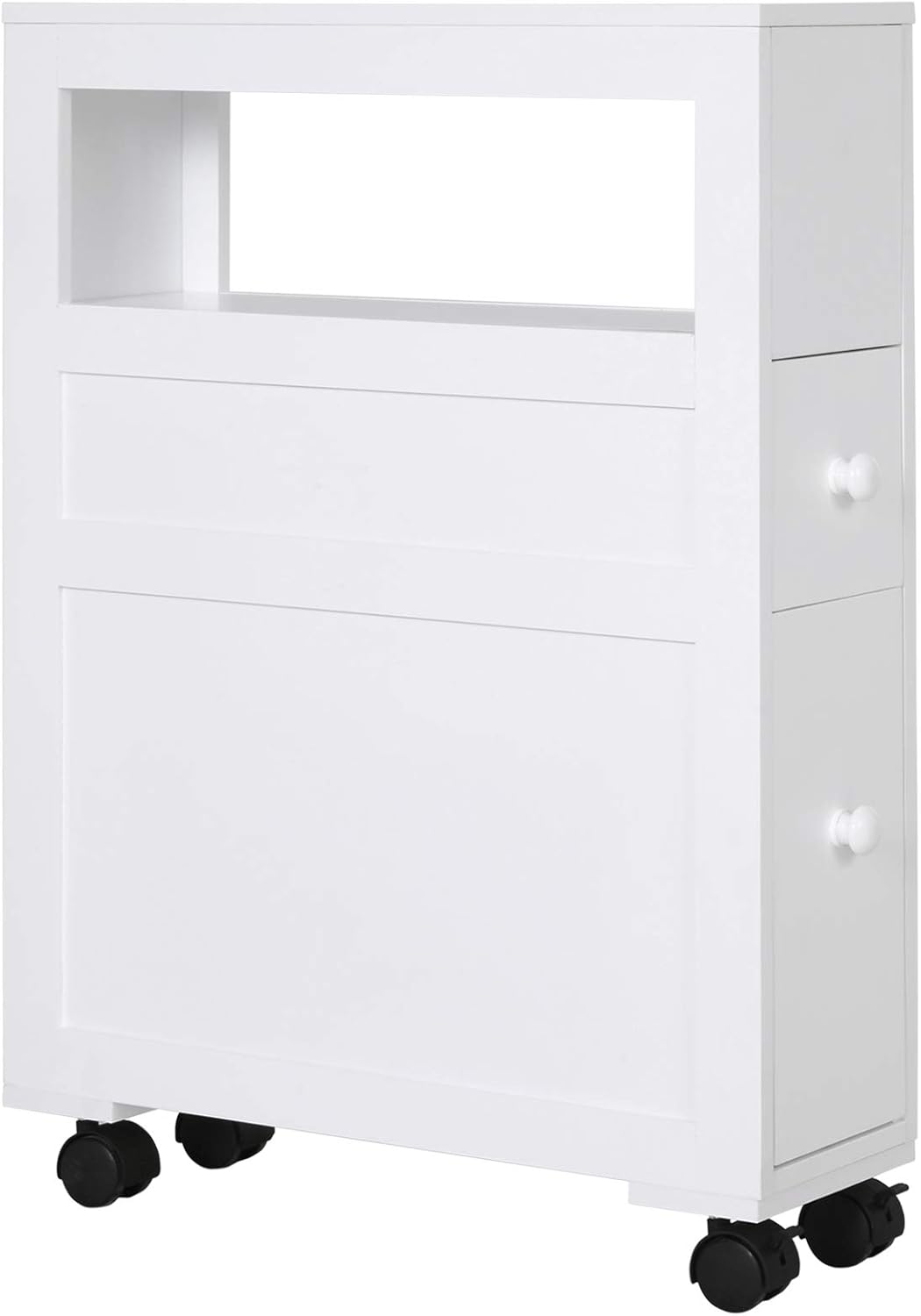 71x16cm Narrow Bathroom Storage Unit w/ 2 Drawers Open Top 4