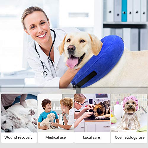Wellbro Dog Cone Collar, Soft and Inflatable Dog Comfy Cones After Surgery, Adjustable Pet Recovery Collar with Extra Velvet Cover, Protective E-Collars with Buckle for Dogs and Cats (Large, Blue) - Thumbnail 6