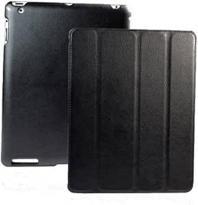 INVELLOP BLACK Leatherette Case Cover for iPad 2 / iPad 3 / iPad 4 / The new iPad Built-in magnet for sleep/wake feature