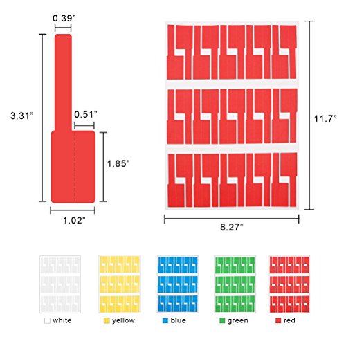 YOTINO 20 Sheets Self-adhesive Cable Labels - Waterproof | Tear Resistant - for Laser Printer (600 Labels, 5 assorted colors)