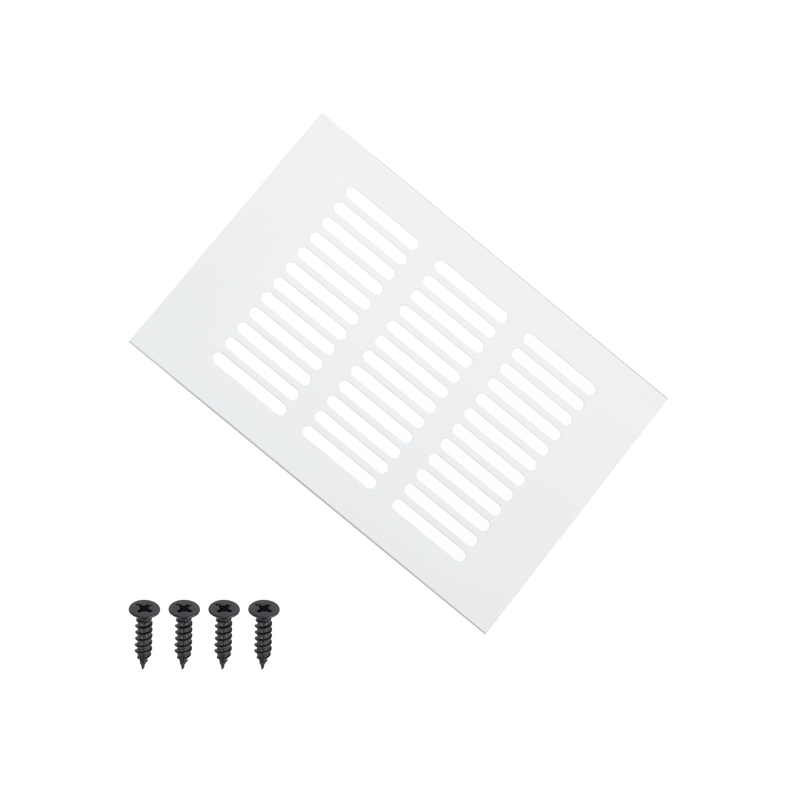 PATIKIL 6 x 4 Inch Door Air Vent Cover, 1 Pcs Heavy Duty Aluminum Grille Ventilation Cover Louvered with Mounting Screws for Cabinet Wardrobe Door, Silver