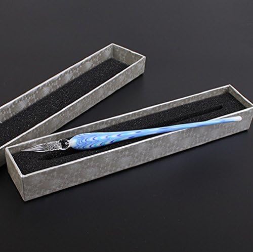 Design Crystal Dip Pen Glass Signature Pen Business Gifts Office Supplies Glass Writing Pen (Blue)