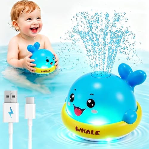Baby Bath Toys, Baby Bath Toys Whale Sprinkle, Automatic Induction Spray Water Toys, Bath Time Shower Gifts for 1 2 3 Year Old Baby Girls Boys (Blue)