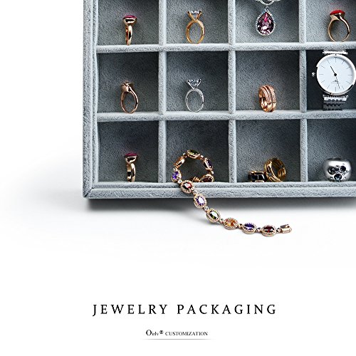 Oirlv 24 Grid Ice Velvet Jewelry Drawer Organizer Tray Stackable