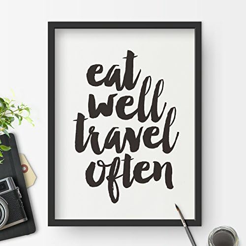 Eat Well Travel Often Inspirational Print Home Decor Typography Poster Wall Art