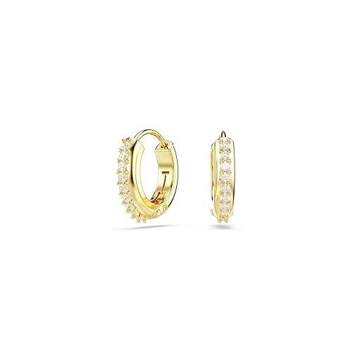 Swarovski Matrix Hoop Earrings, Clear Round Cut Crystals in a Gold-Tone Finished Setting, Part of the Swarovski Matrix Collection