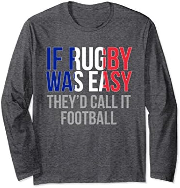 Unisex Funny French Rugby Long Sleeve Shirt - France Rugby Shirt 2XL Dark Heather