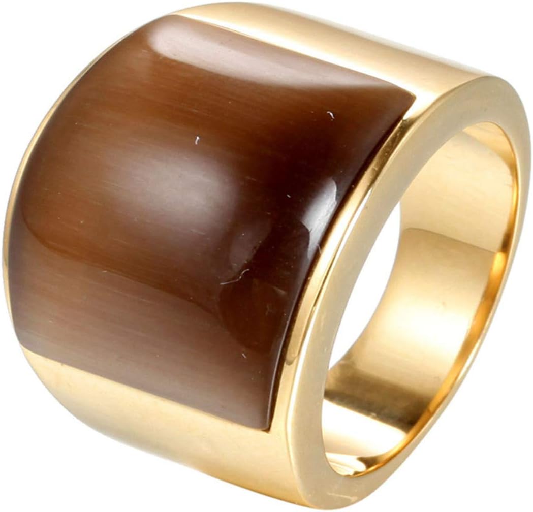 Ueice Men's Delicate Large Charming Gemstone Zirconia Solitaire Fashion Coloful Stainless Steel Rings