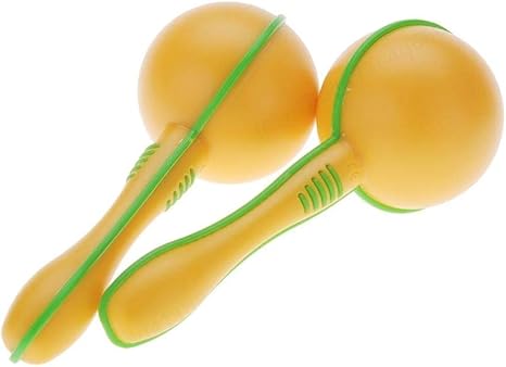 Amazon Co Jp Sepikey マラカスミュージカル初期の赤ちゃんのおもちゃ黄色のプラスチック教育リズム玩具ツール 2pcs ホーム キッチン