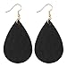 Genuine Leather Earrings Dangle Drop for Women Teen Girls, Teardrop Earrings Lightweight, Gift for Her (Black)