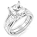 Metal Factory Sz 9 Sterling Silver 2Pcs 925 CZ Cubic Zirconia Engagement Wedding Band Ring Insert Set