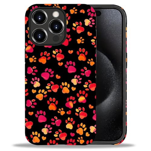 Bvkilrvc Compatible with iPhone 15 Pro Case, Red Dog Paw Pattern Print Phone Case Funny Liquid Silicone Case Impact Resistant Anti-Scratch Shockproof Protective Cover at Amazon