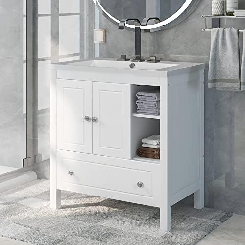 Recaceik 30 inch Bathroom Vanity and Sink, Wood Basin Vessel