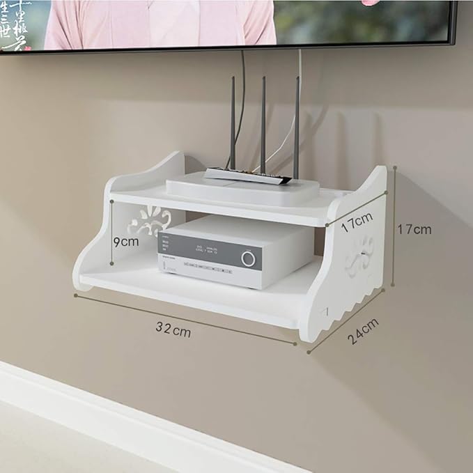 Muebles Wall Shelves Wxp Zwj Estante De Enrutador Wifi Montado En La Pared Soporte De Decodificador Caja De Almacenamiento Creativo Bastidor Estante Doble Flotante 407 Hogar Y Cocina Color A Muebles Muebles