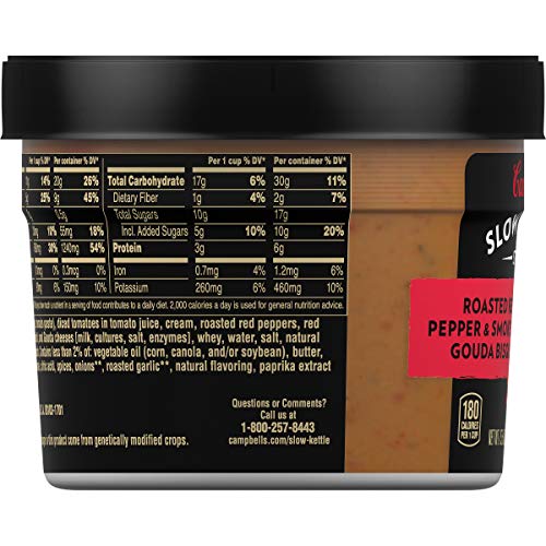 CAMPBELL’S SLOW KETTLE STYLE ROASTED RED PEPPER & SMOKED GOUDA BISQUE, 15.5 OZ. TUB