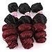 Loose Wave 3 Bundles Synthetic Hair Weave Curly Extensions Two Tone Ombre Color Black To Burgundy 16 18 20 Inches T1/99j