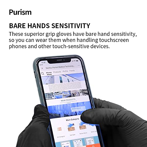 Purism Black Nitrile Gloves, 4mil, Size X-Large, 100 Pcs, Powder-free Latex free
