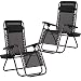 BestMassage Zero Gravity Chairs Set of 2 with Pillow and Cup Holder Patio Outdoor Adjustable Dining Reclining Folding Chairs for Deck Patio Beach Yard (Black)