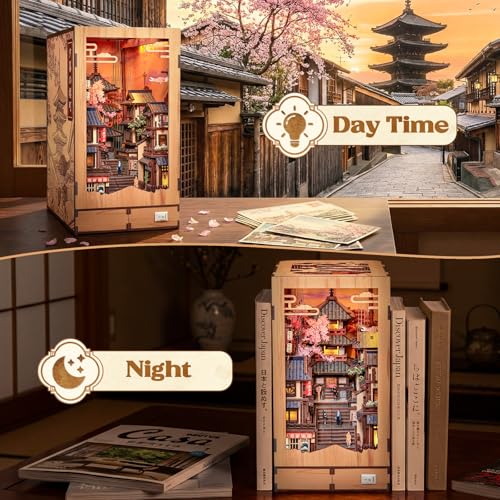 CUTEBEE Book Nook Kit - Maison de Poupée pour Adultes, Scène de Rue Japonaise Miniature, Décoration de Bibliothèque, Cadeau pour la Famille (Twilight Sakura Path)