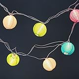 10 ft. Multicolor Outdoor String Light, 10 Mini Lanterns, 1 Plugin Strand, Connectable, Water Resistant, Indoor/Outdoor Use, Expandable to 150 Lights