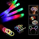 Blu7ive Glow Sticks and Foam Sticks Combo Pack - 30pcs Glowsticks and 12pcs Light-up Foam Sticks Include, Glow in The Dark Party Pack for Party, Festivals, Raves, Birthday