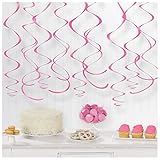 amscan Plastic Swirl Decorations, 22", Bright Pink