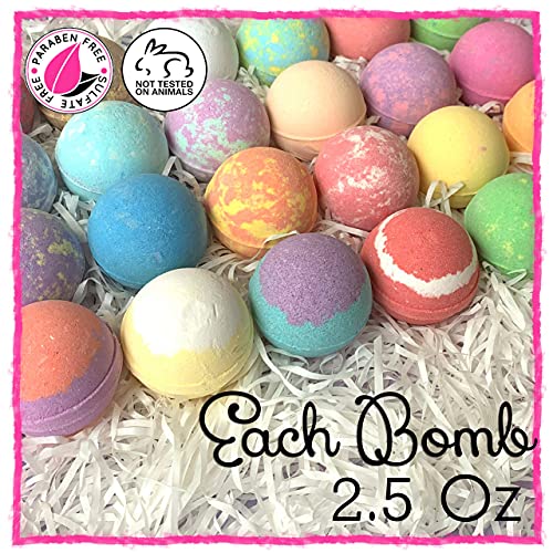 Bath Bomb Party Favors Set. 40 XL Individually Wrapped Bulk Bath Bombs