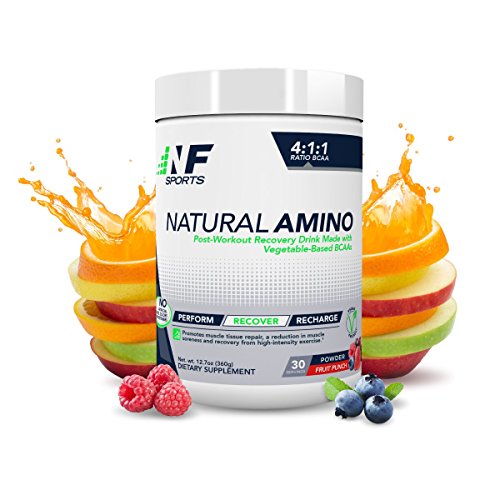 NF Sports Natural Amino - Post-Workout Recovery Drink Mix Made With Vegetable-Based BCAAs - Promotes Muscle Tissue Repair - Fruit Punch Flavor - 100% Satisfaction Guaranteed