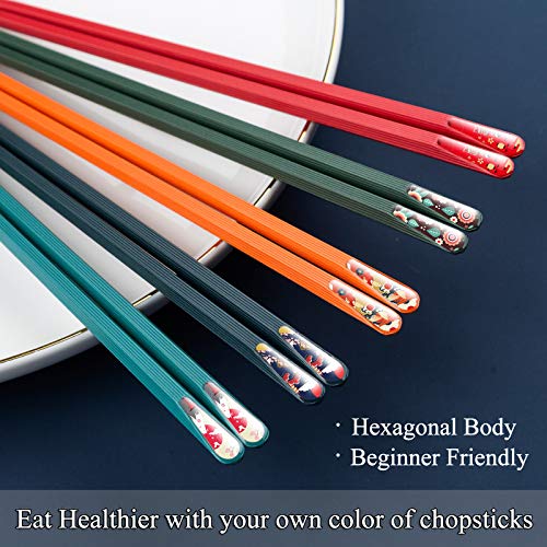 SUPJOYES 5Pairs Fiberglass Chopsticks Reusable Japanese Chopsticks