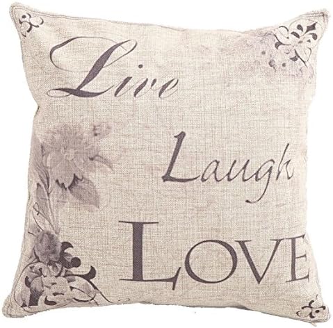 Prettypillow Home Decor Cotton Linen Square Pillowcase Live Laugh Love Floral Pattern Throw Pillow Sham Cushion Cover 18" x 18"