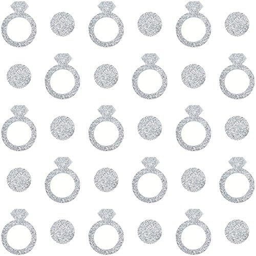 Nicrolandee Diamond Ring Confetti Sliver Glitter for Wedding Bridal Shower Bachelorette Engagement Decorations 200 Pcs/bag