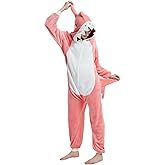 ABENCA Shark Onesie Adult Animal Costume Women Pajamas Plush Onepiece Cosplay Halloween Christmas