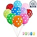 MESHA® Assorted Polka Dots Balloons 12 Inches Latex Balloons 100 Pcs with Colored Curling Ribbon for Wedding Birthday Party Festival Decoration