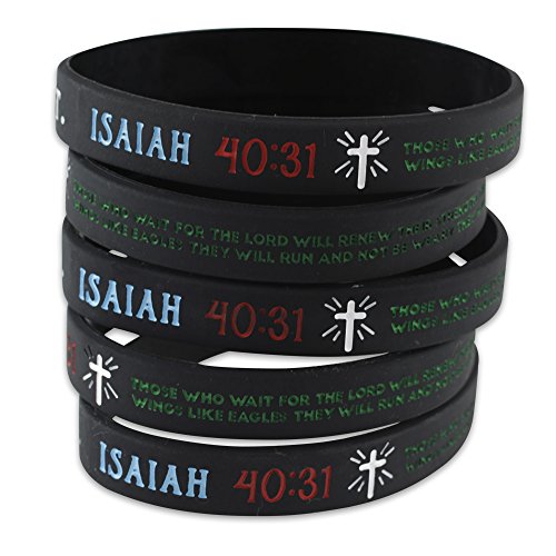 Bible Verse Christian Wristbands (Value Pack of 12 Silicone Bracelets